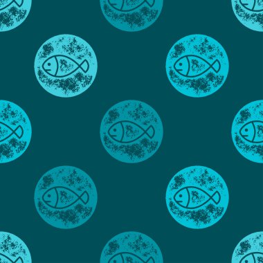 Light Blue Fish Pattern on Dark Blue Background