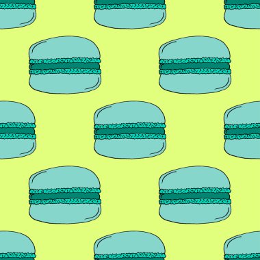 Yeşil çizilmiş Macarons desen Sarı zemin üzerine