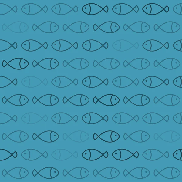 Light and Dark Blue Fish Pattern on Blue Background — Διανυσματικό Αρχείο