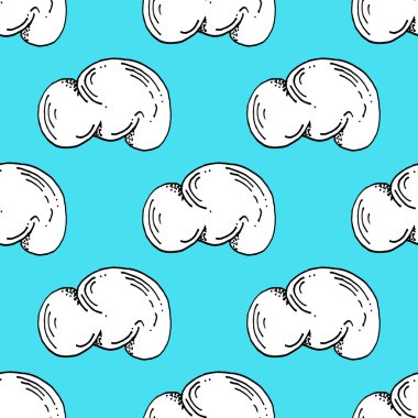White Clouds Pattern on Blue Background