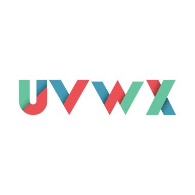 U V W X - Abstract Flat Alphabet from Geometric Shapes with Grun