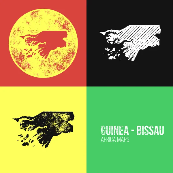 Guinea - Bissau Grunge Retro Maps — Vettoriale Stock