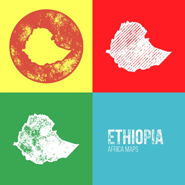 Ethiopie Grunge Retro Maps - Afrique — Image vectorielle