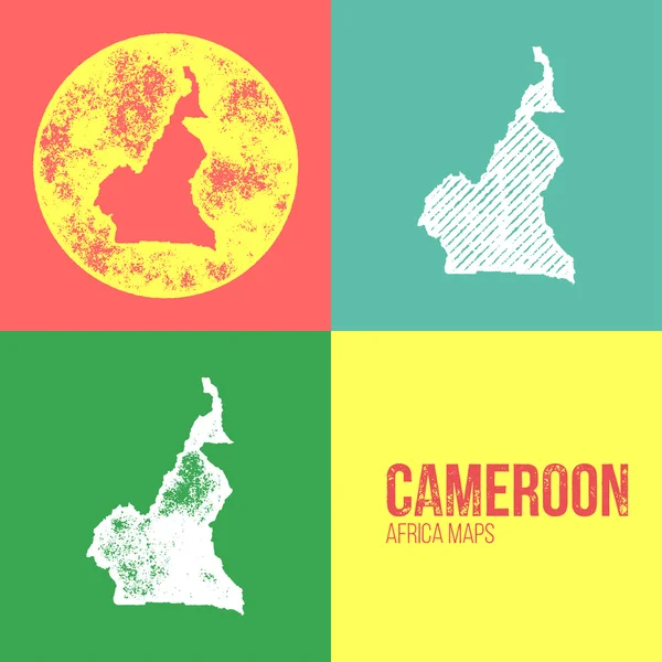 Cameroun Grunge Retro Maps - Afrique — Image vectorielle