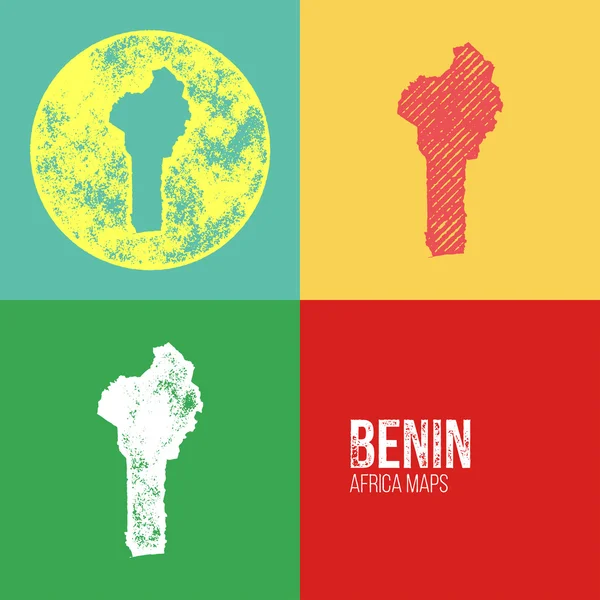 Benin Grunge Retro Maps - Africa — ストックベクタ