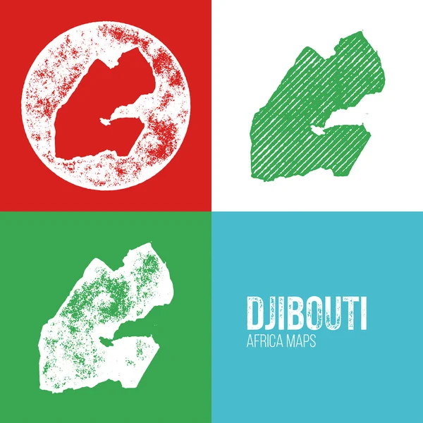 Gibuti Grunge Retro Maps - Africa — Vettoriale Stock
