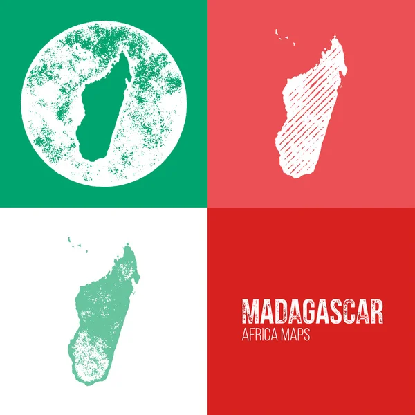 Madagascar Grunge Retro Maps - Afrique — Image vectorielle