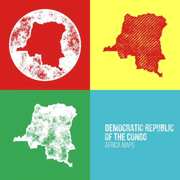 Repubblica Democratica del Congo Grunge Retro Maps - Africa — Vettoriale Stock