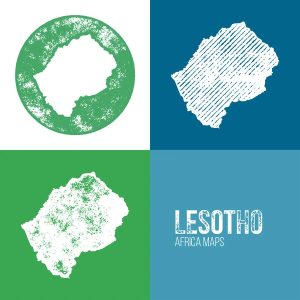 Lesotho Grunge Retro Maps - Africa — 图库矢量图片