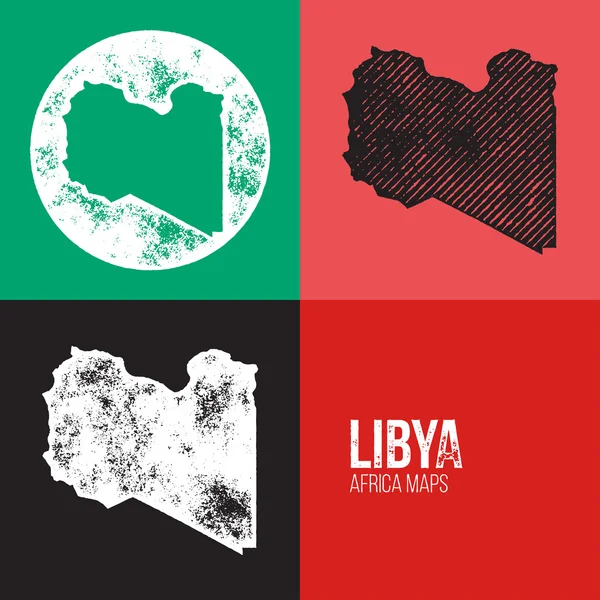 Libya Grunge Retro Maps - Africa — Stock vektor