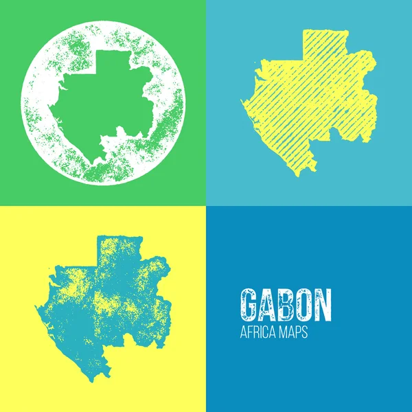 Gabon Grunge Retro Maps - Africa — Vettoriale Stock