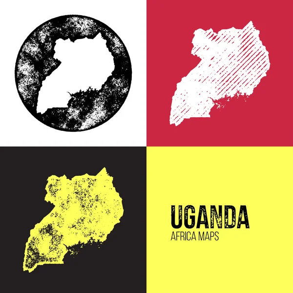 Uganda Grunge Retro Maps - África — Archivo Imágenes Vectoriales