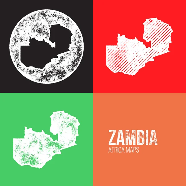 Zambia Grunge Retro Maps - Africa — Vettoriale Stock