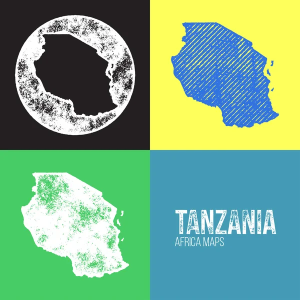 Tanzania Grunge Retro Maps - Africa — ストックベクタ