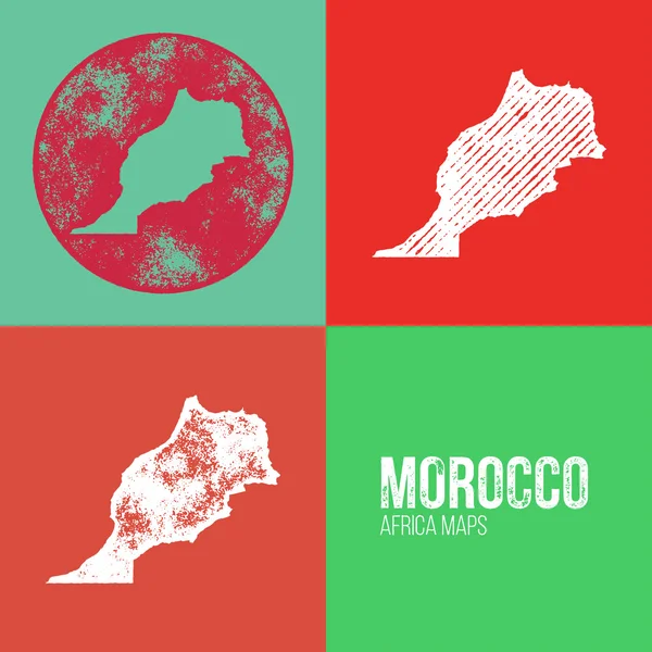 Morocco Grunge Retro Maps - Africa — 图库矢量图片