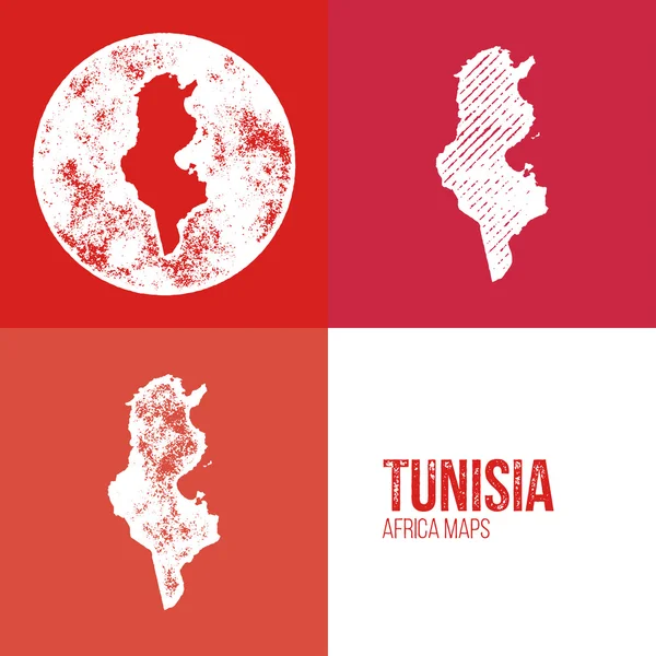 Túnez Grunge Retro Maps - África — Archivo Imágenes Vectoriales