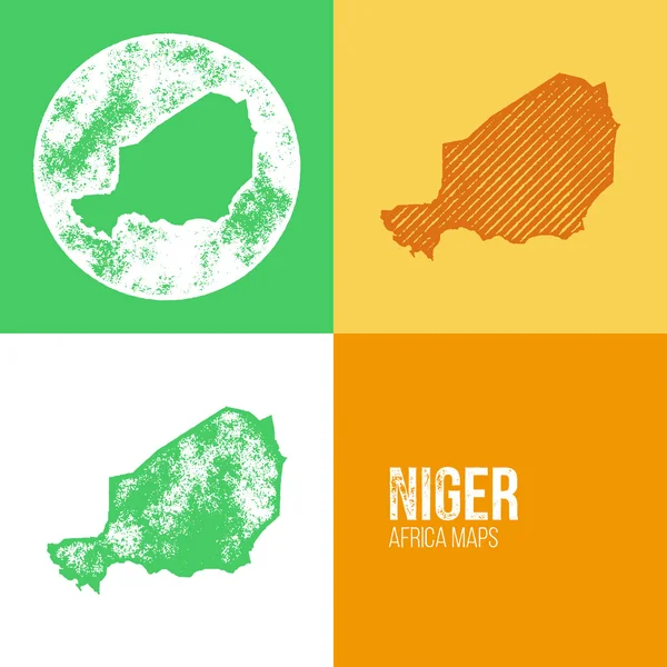 Níger Grunge Retro Maps - África — Archivo Imágenes Vectoriales