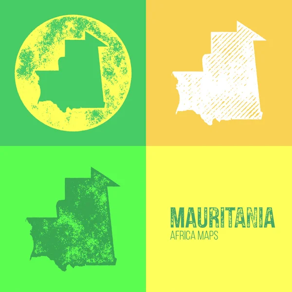 Mauritania Grunge Retro Maps - Africa — Stok Vektör