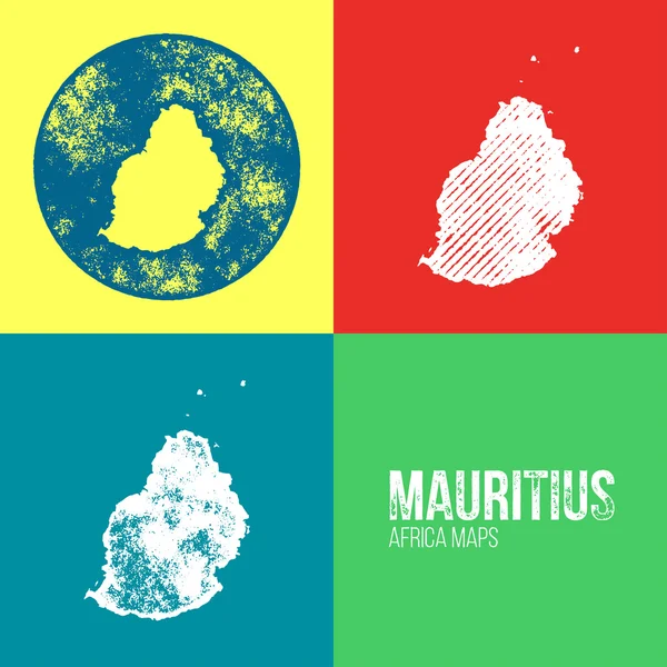 Mauritius Grunge Retro Maps - Africa — ストックベクタ