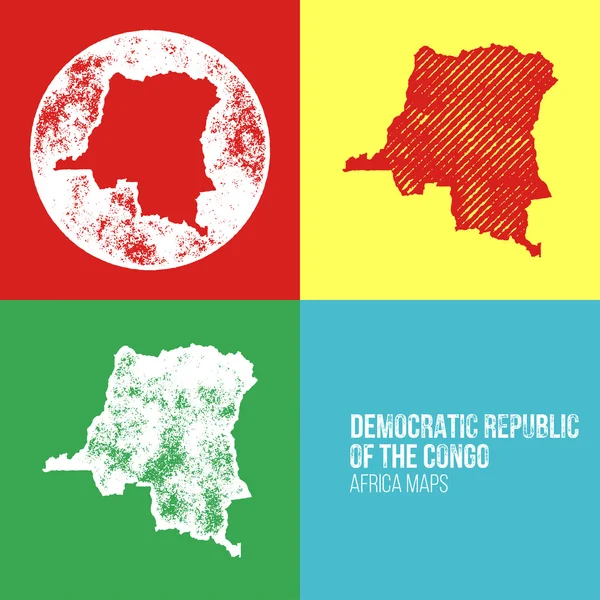 Democratic Republic of The Congo Grunge Retro Maps - Africa ストックイラスト