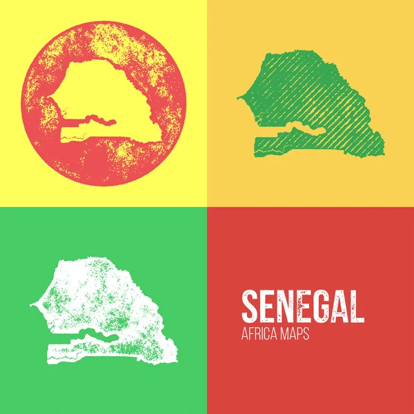 Senegal Grunge Retro Maps - Africa ストックイラスト
