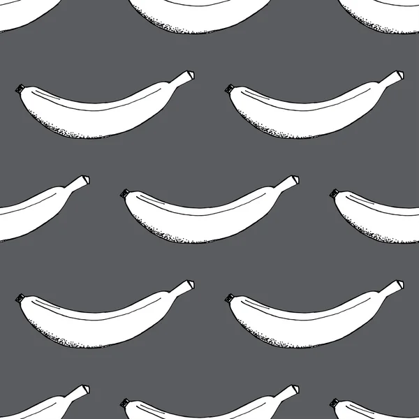 Hand Drawn Paper Cut White Banana Pattern on Grey Background — Stock Vector