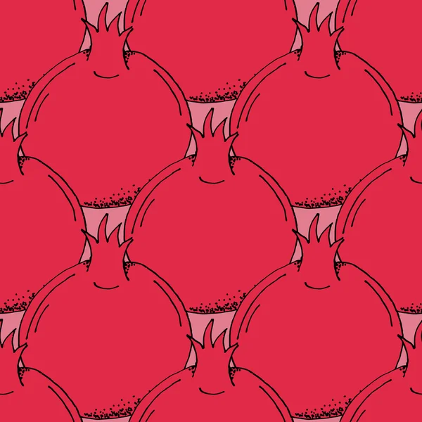 Hand Drawn Pomegranate Pattern Background — ストックベクタ