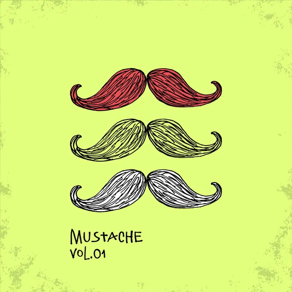 Cartoon Style Muastache Illustration - Vol. 01. — Stock vektor