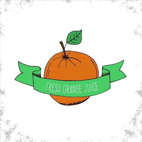 Hand Drawn Fresh Orange Juice Label — ストックベクタ