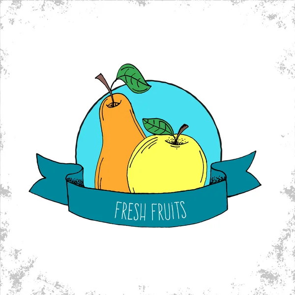 Fruit Shop Bio Label Aislado sobre fondo blanco - Frutas frescas — Archivo Imágenes Vectoriales