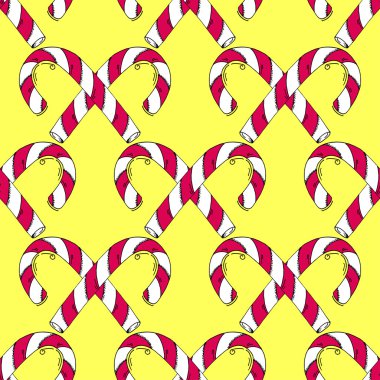 Cartoon Style Hand Drawn Christmas Candy Seamless Pattern