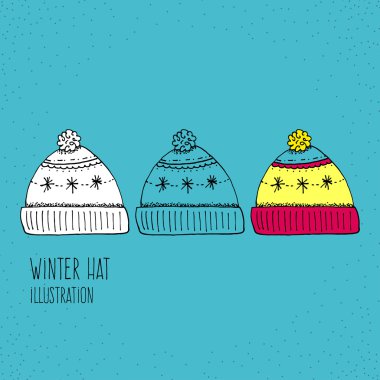 Cartoon Style Winter Hat Hand Drawn Illustration Icon
