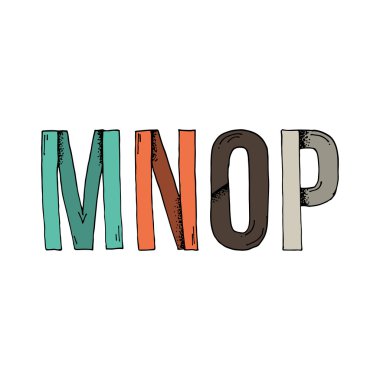 M N O P Cartoon Style Hand Drawn Font