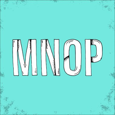 Elle çizilmiş yazı tipi M N O P beyaz kağıt kesme