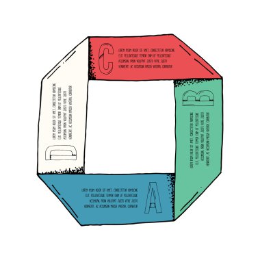 B C D karikatür tarzı ilerleme adımları Infographic şablonu