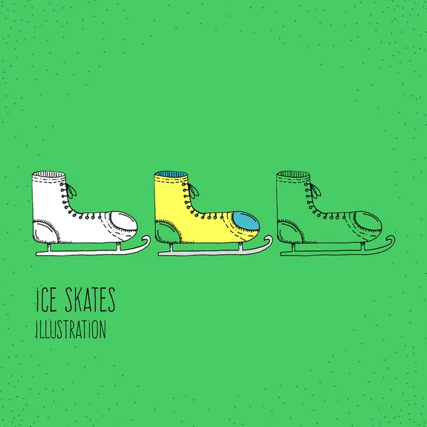 Cartoon Style Ice Skates Hand Drawn Illustration Icon — Stockvector