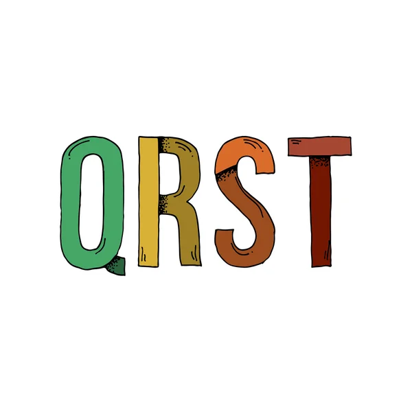 Q R S T Cartoon Style Hand Drawn Font — Stock Vector