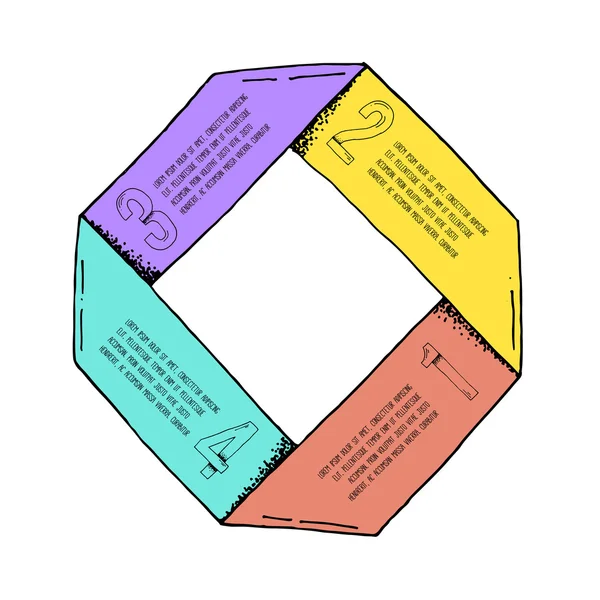 1 2 3 4 Estilo dos desenhos animados Etapas de progresso Modelo infográfico — Vetor de Stock