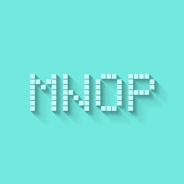 M N O P platt Pixel alfabetet — Stock vektor