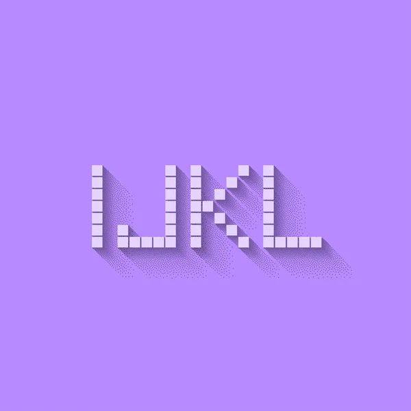I J K L alfabeto pixel piatto — Vettoriale Stock