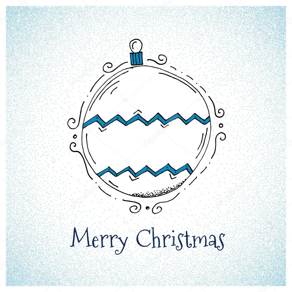 Cartoon Style Hand Drawn Christmas Ornament Greetings Card