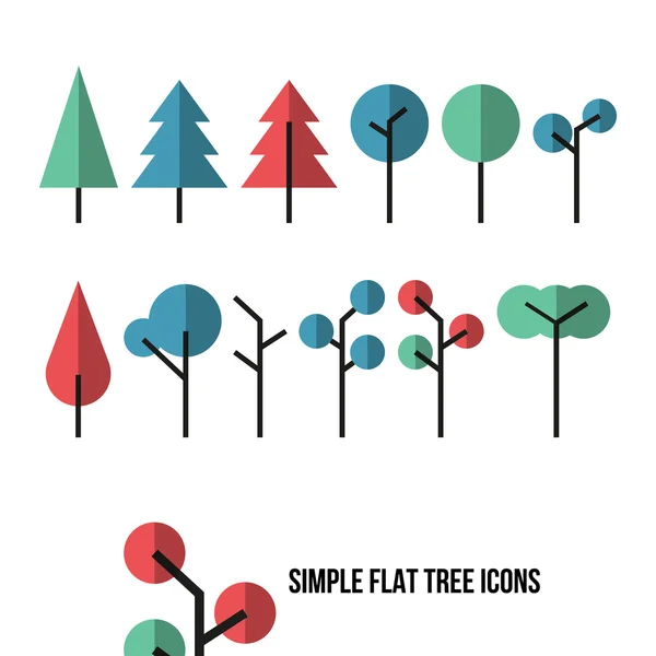 Set of simple flat tree icons isolated on a white background ストックベクター