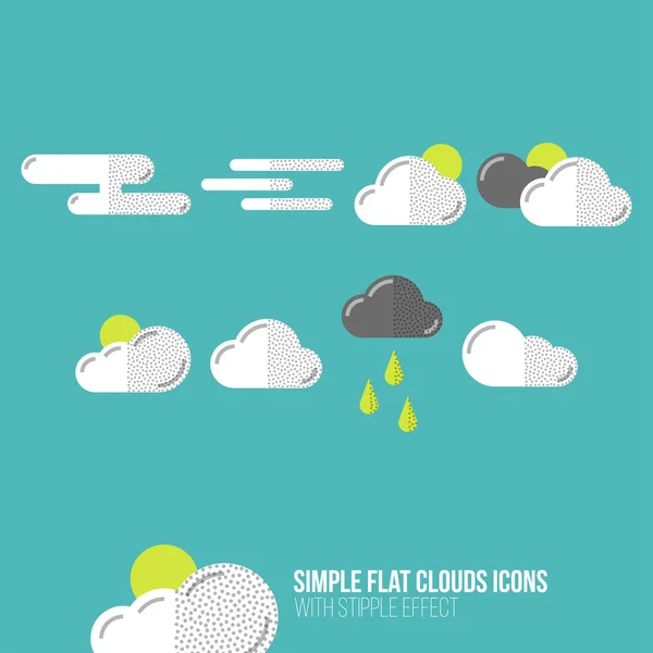 Icons set - Simple flat clouds icons with stipple light effect ストックベクター