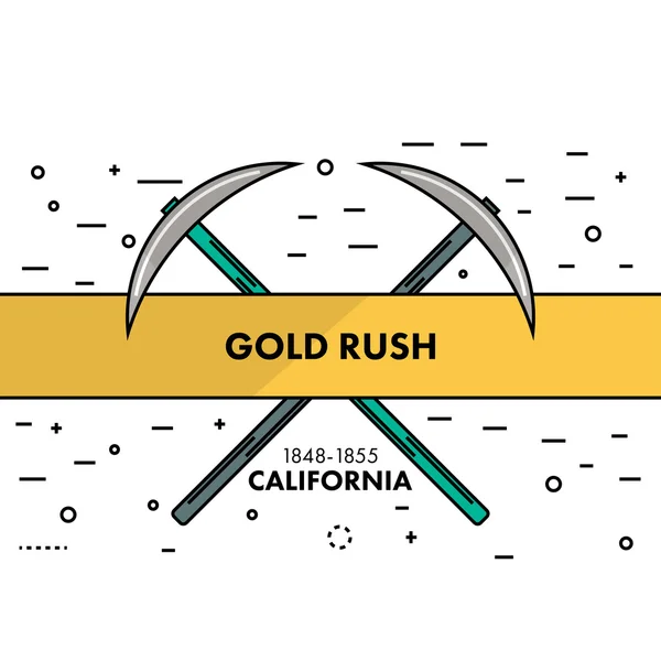 フラット細い線ゴールド ラッシュのカリフォルニアのバナーやロゴのテンプレートです。2 つ ロイヤリティフリーストックベクター