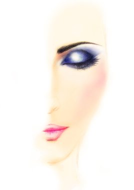 Kadınlar makyaj yarım çizilmiş kömür mavi tonları