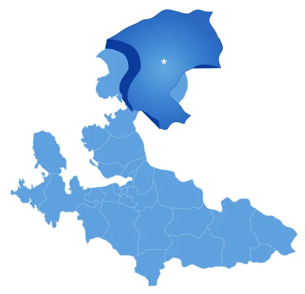 La mappa di Smirne - Bergama viene estratta — Vettoriale Stock