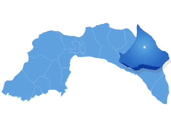 La mappa di Antalya - Gundogmus è tirata fuori — Vettoriale Stock