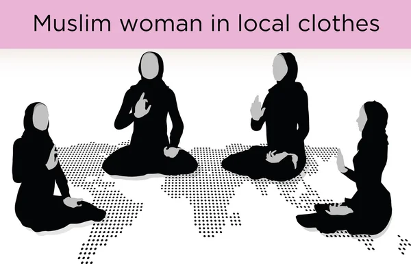Silueta de mujer musulmana en pose despierta — Archivo Imágenes Vectoriales