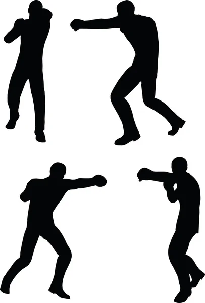 Boxer homme d'affaires vecteur silhouette — Image vectorielle