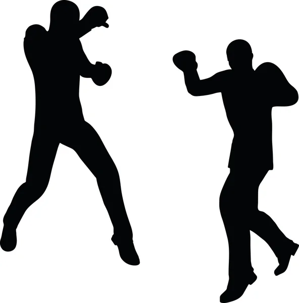 Boxer homme d'affaires vecteur silhouette — Image vectorielle